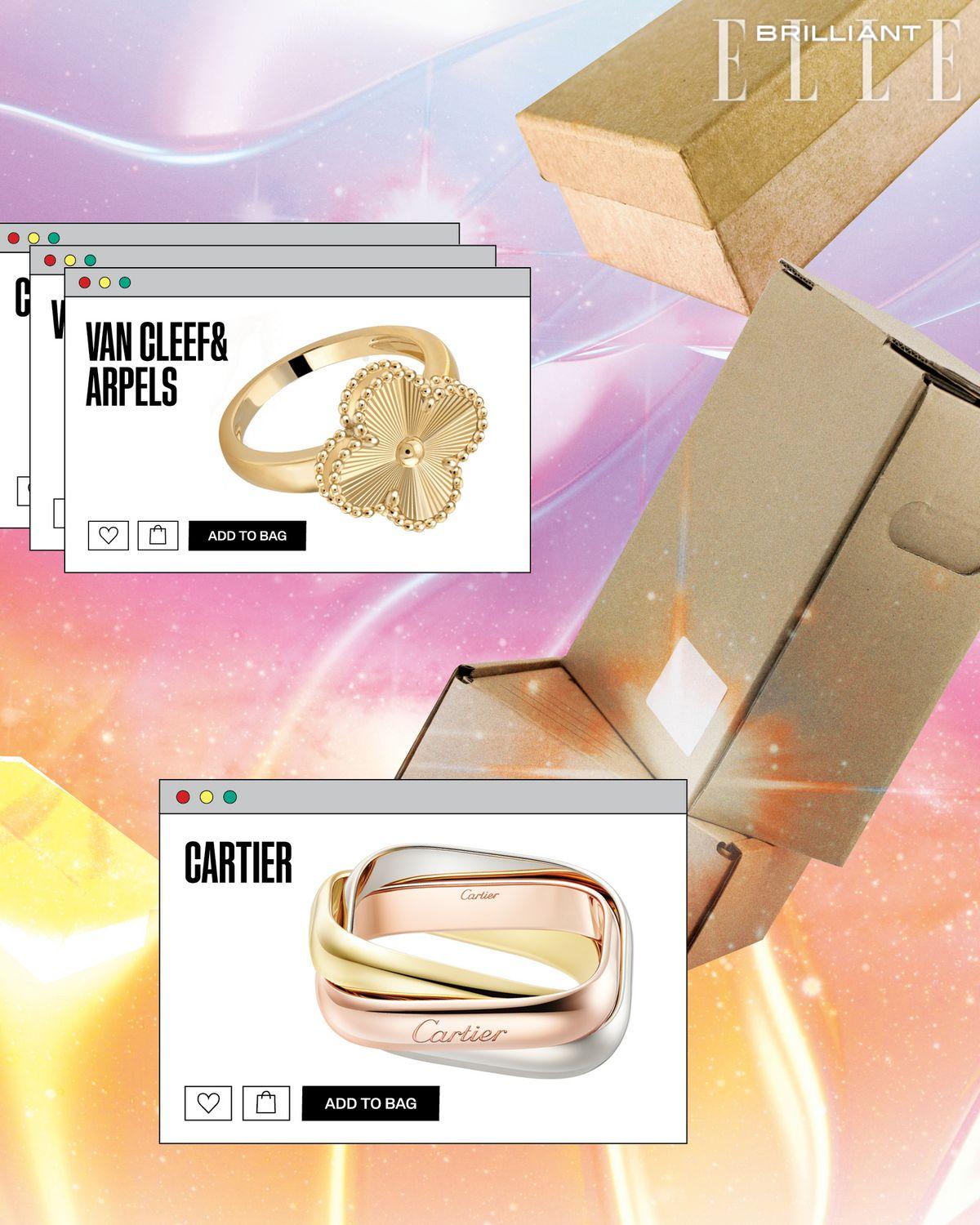 (위부터) ‘빈티지 알함브라’ 링은 VAN CLEEF & ARPELS. ‘트리니티’ 링은 CARTIER.