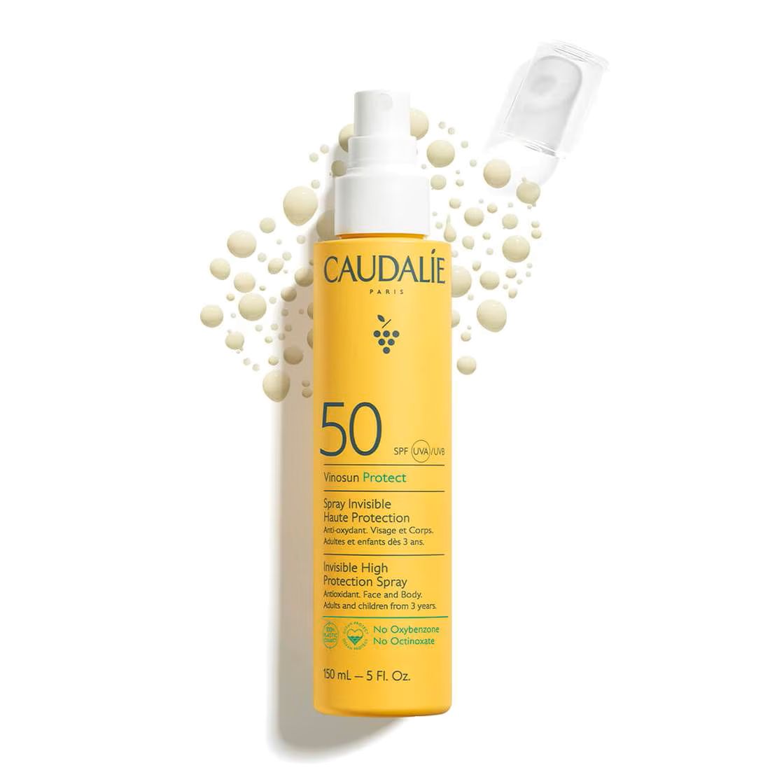 꼬달리 비노썬 인비저블 하이 프로텍션 스프레이 SPF 50+ PA++++ - 가스 없이 촉촉한 플루이드가 미세하게 분출돼 흡입 걱정 없이 골고루 바를 수 있다. 가문비나무 추출물, 폴리페놀, 비타민 E 등 함유. 150mL 4만5천원.