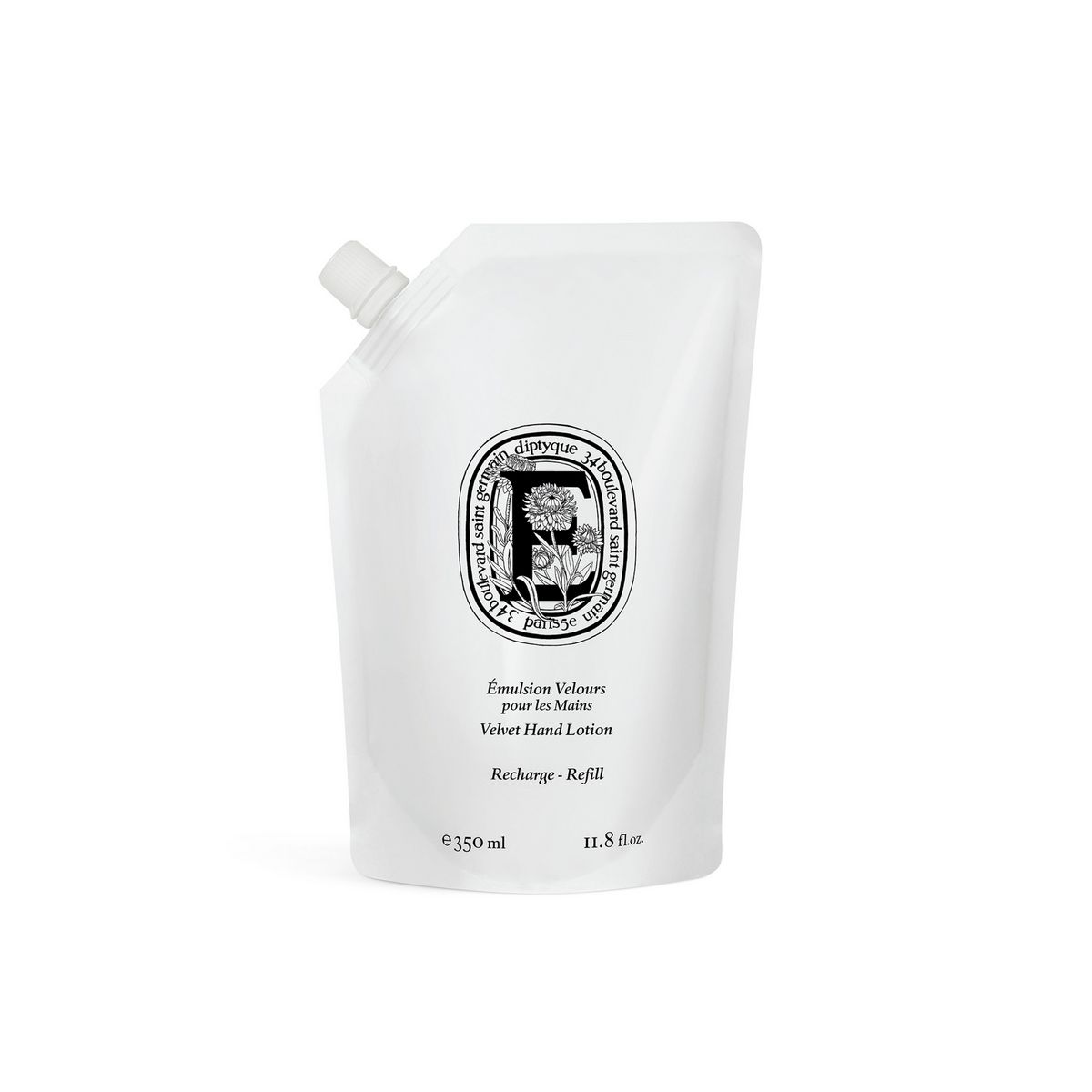 딥티크 벨벳 핸드로션: 세면대에 두고 손 씻은 후 바로 사용 가능한 산뜻한 로션. 350mL 리필 7만2천원, 본품 11만원.