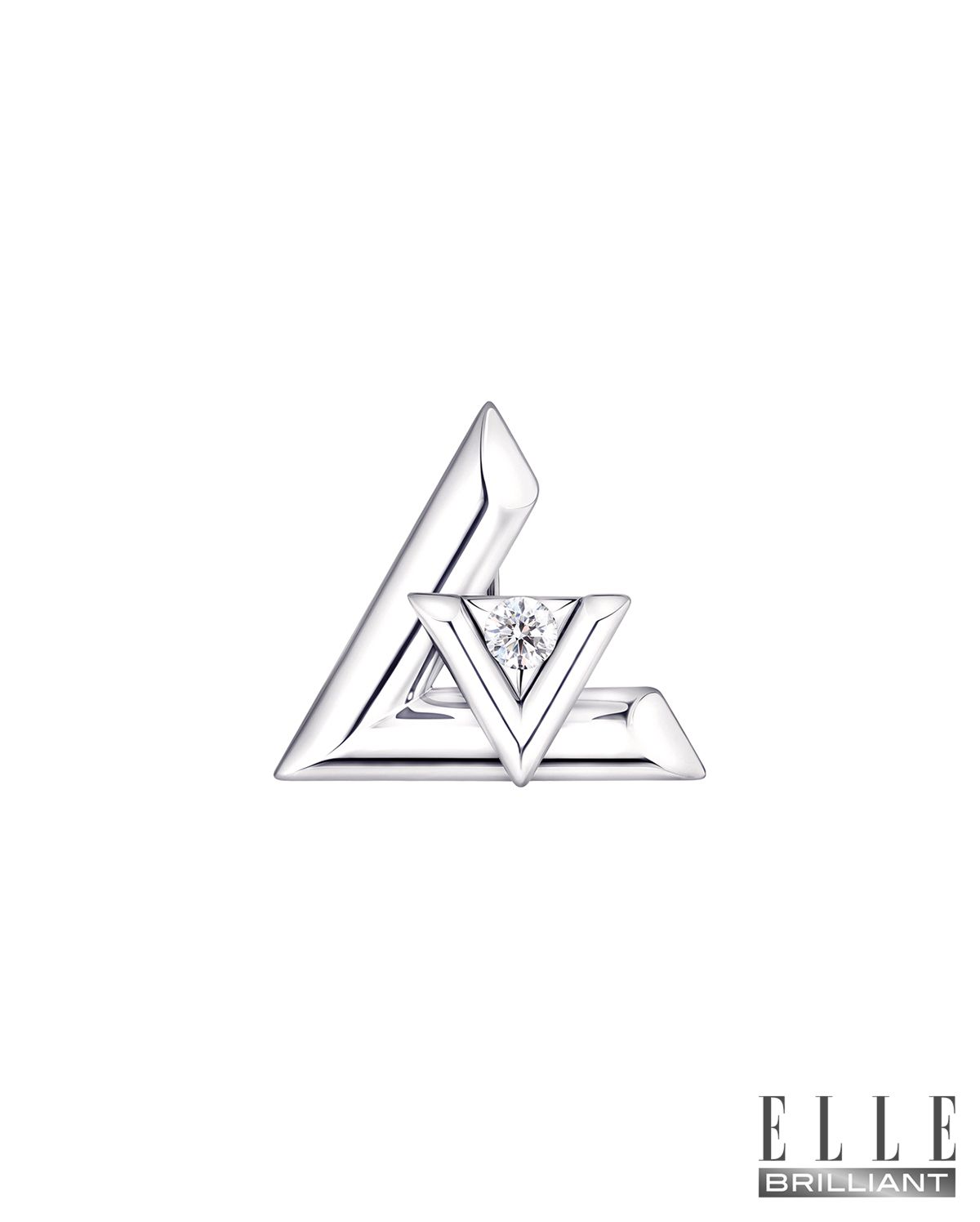 화이트 골드에 브릴리언트 컷 다이아몬드를 세팅한 ‘LV 볼트 원’ 브로치는 LOUIS VUITTON.