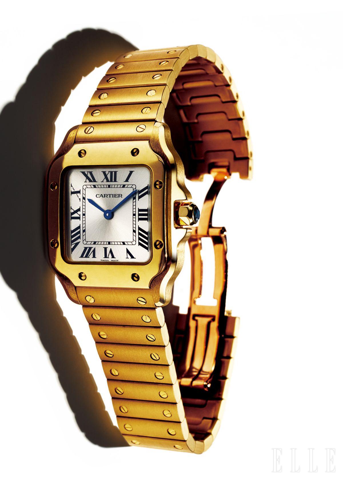 옐로골드 케이스 산토스 드 까르띠에 워치는 가격 미정, Cartier.
