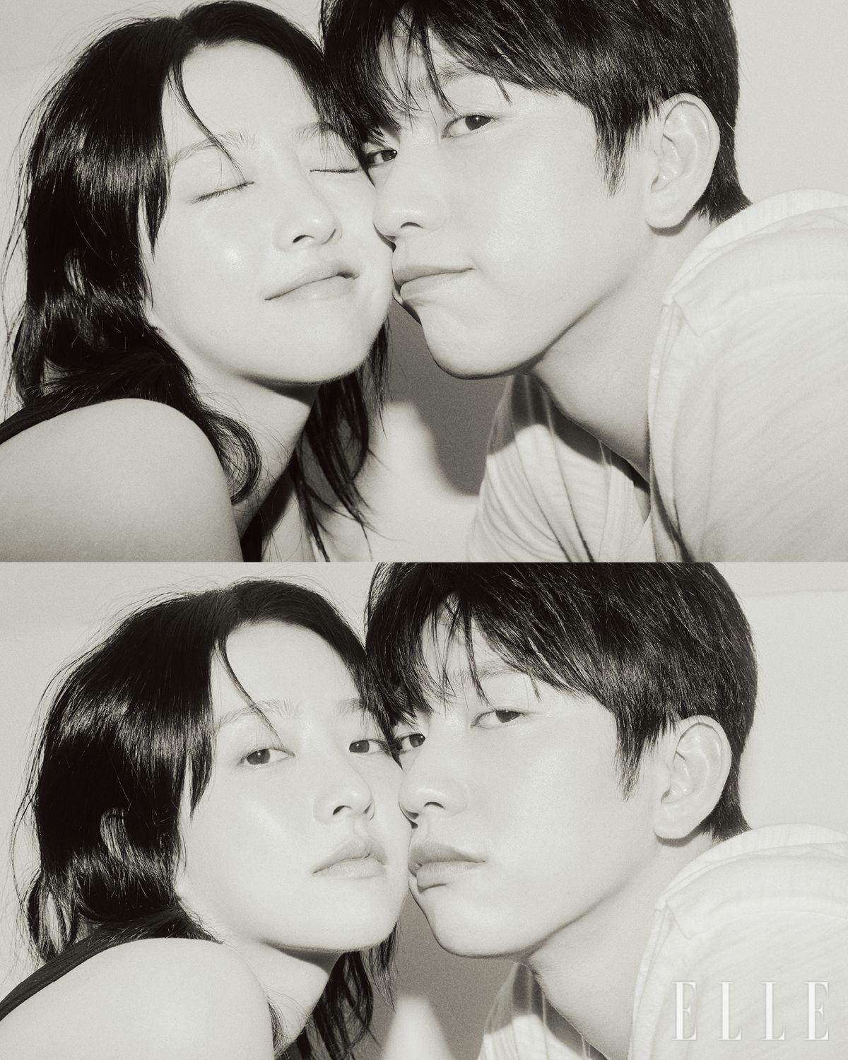 (위아래 모두) 보영이 입은 블랙 슬리브리스 톱은 Cos. 진영이 입은 티셔츠는 스타일리스트 소장품.