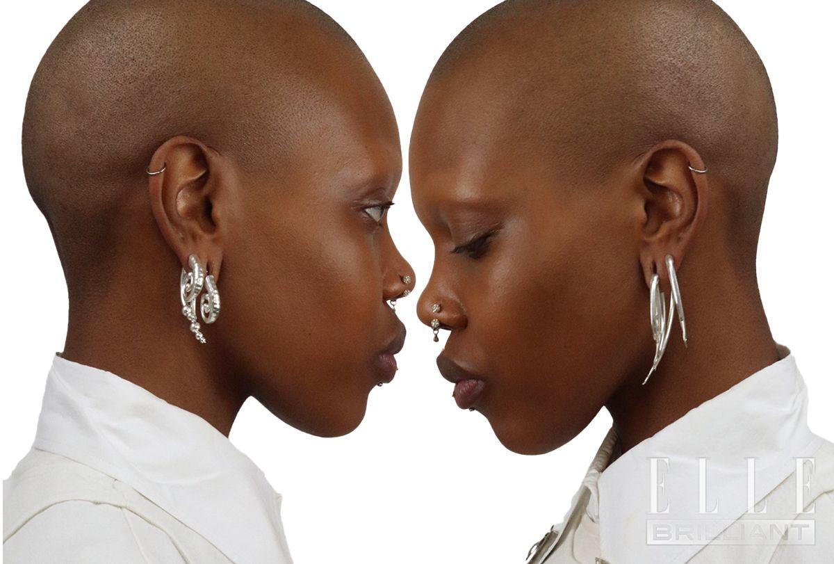 ‘암모나이트’ 이어 피스와 ‘트월’ 이어 피스를 착용한 모델 자이디 방즈.