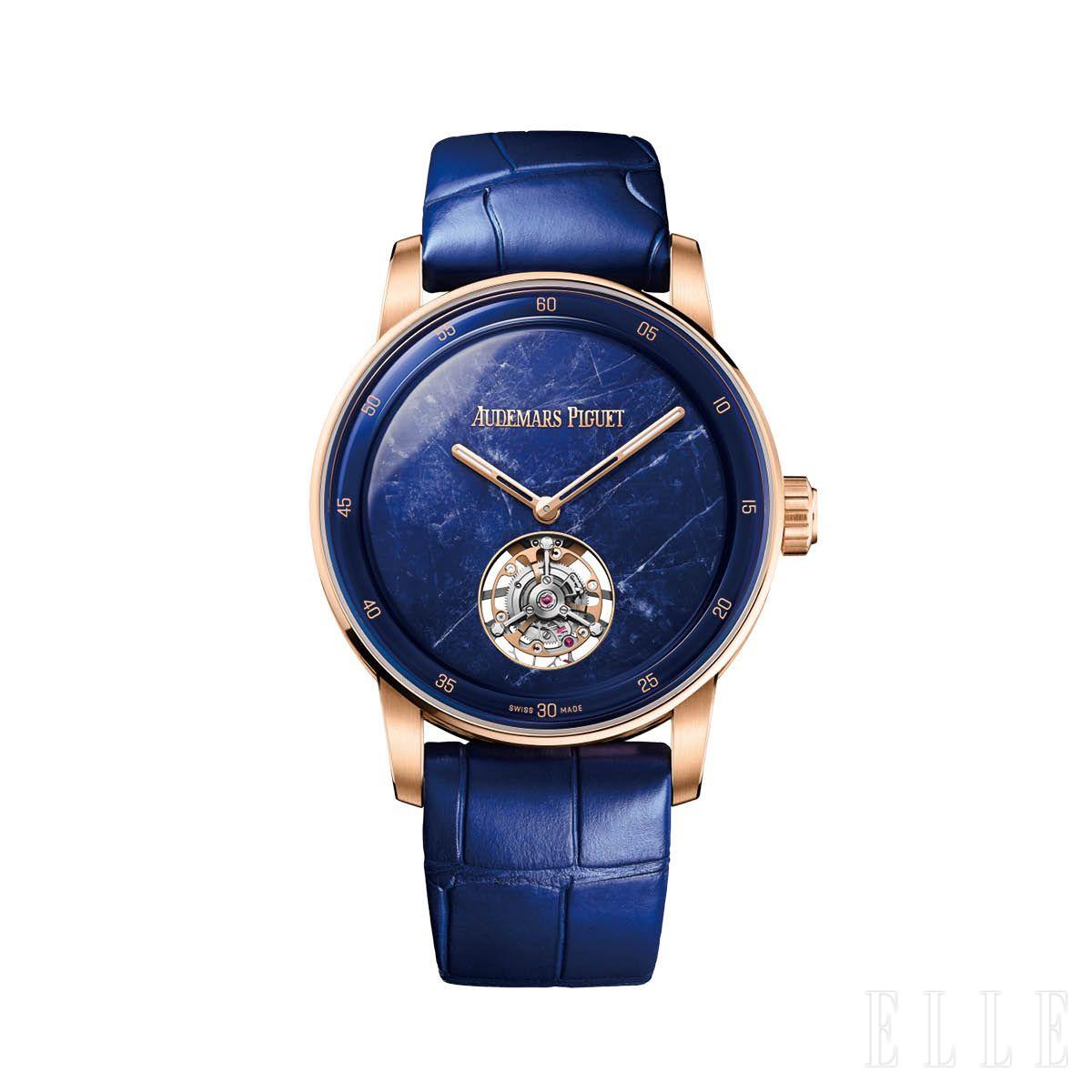 블루 소달라이트 다이얼로 보석의 에너지가 넘치는 38mm 셀프와인딩 플라잉 투르비용.