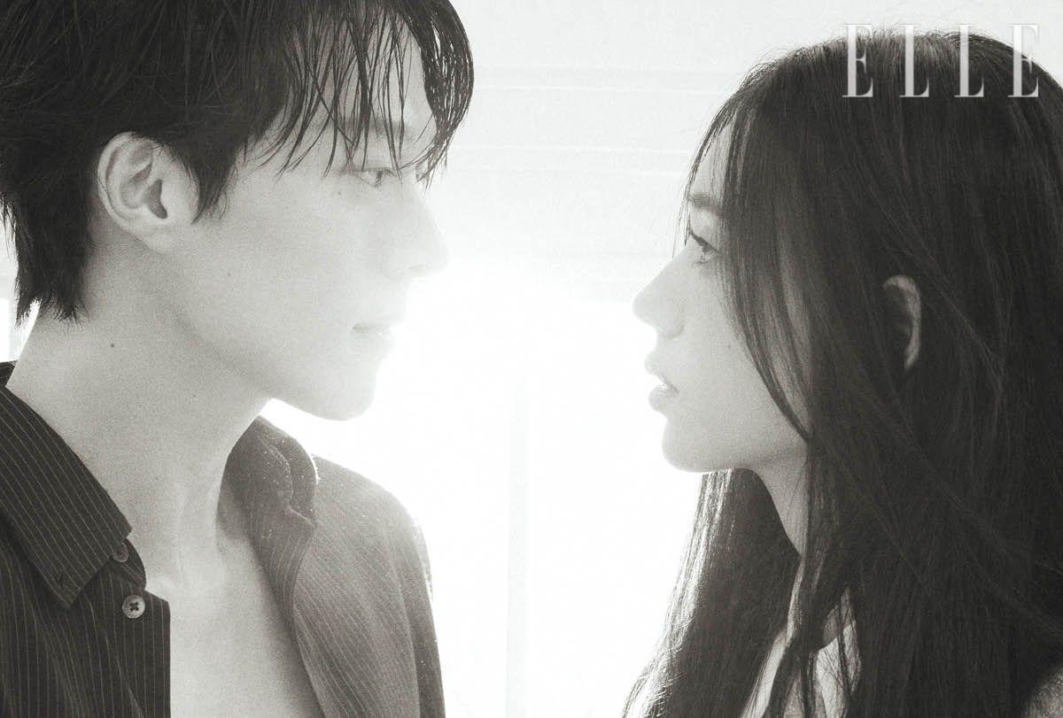 장기용이 입은 레이스 셔츠는 Fendi. 안은진이 입은 니트와 풀오버 셔츠는 모두 Michael Kors. 