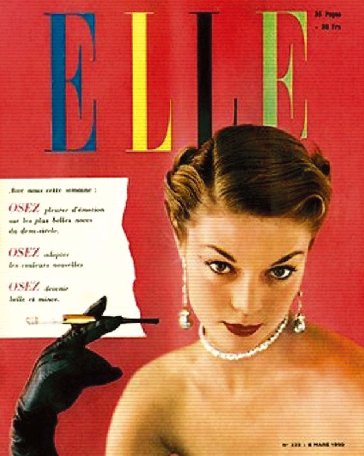 장 슈발리에의 카메라 앞에 선 미국 모델 진 패칫(Jean Patchett)이 1950년 3월 223호 <엘르> 프랑스 커버를 장식했다. 