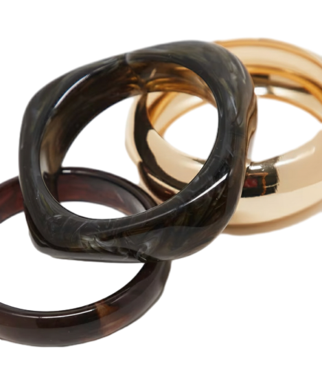 Limited Edition pack of 3 bangles with resin and metal detail