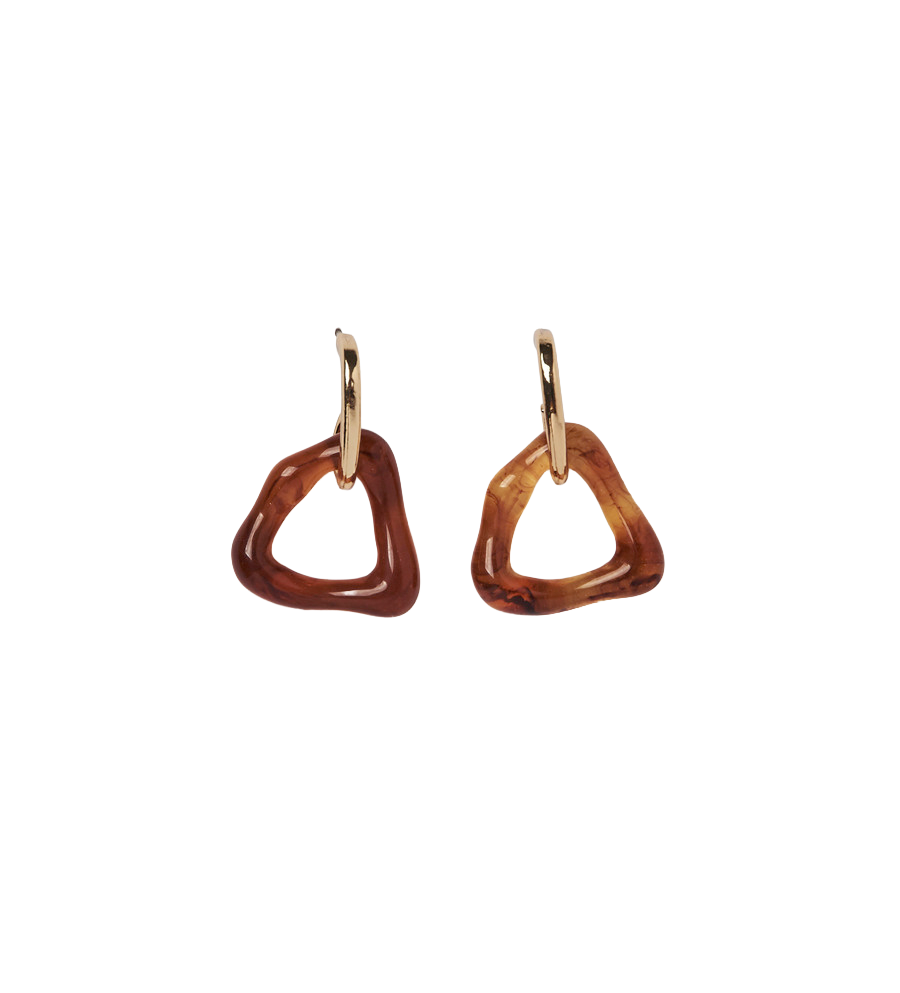 SILVER 92.5 TRIANGLE ACRYLIC EARRINGS-brown