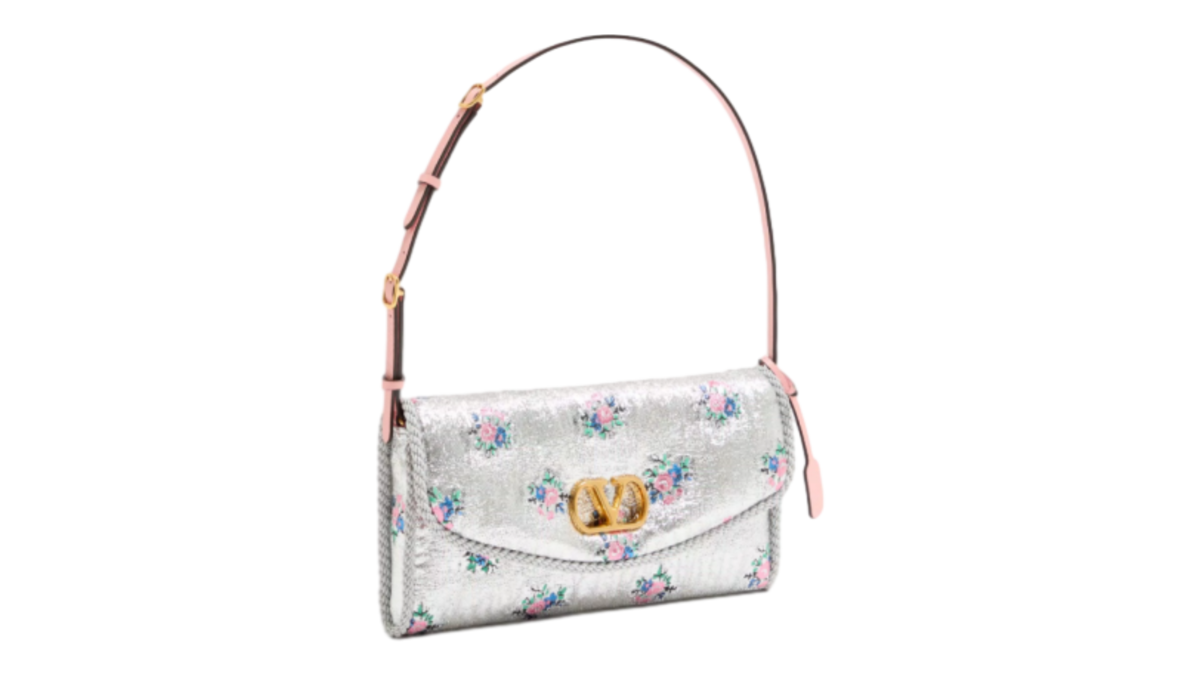 드베인 플로럴 루렉스 자카드 패브릭 스몰 숄더백