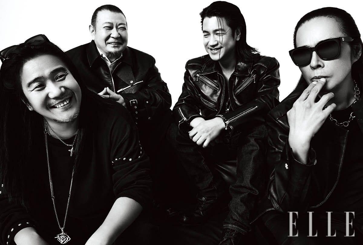 박완규가 입은 티셔츠는 Vacant. 팬츠와 선글라스는 모두 스타일리스트 소장품. 채제민이 입은 재킷은 System Homme. 팬츠는 Lemeteque. 최우제가 입은 재킷은 Vacant. 팬츠는 스타일리스트 소장품. 김태원이 입은 재킷과 팬츠는 모두 Lemeteque. 선글라스는 아티스트 소장품.