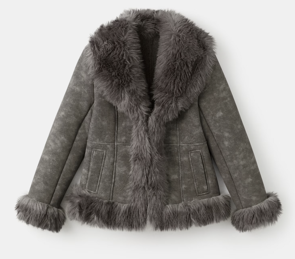 스웨이드 느낌이 나는 페이크 무통 재킷