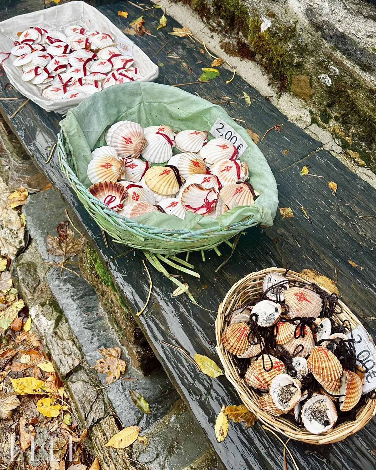  산티아고 순례자들의 '애착 키 링'인 조가비 장식품.