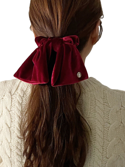 Cameo Velvet Ruffle Scrunchie