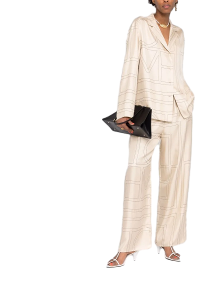 모노그램 실크 파자마 스타일 팬츠