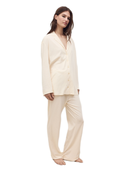 플레인 코튼 파자마 셔츠