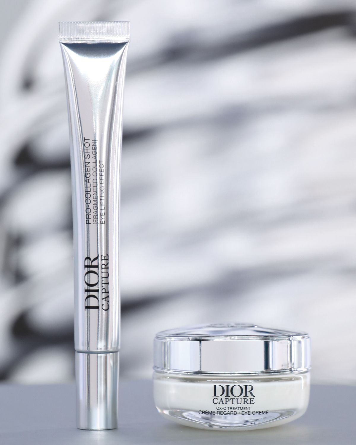 디올 캡춰 프로 콜라겐 샷, 14만원대, 디올 캡춰 오엑스 씨 트리트먼트 아이 크림, 14만원대, 모두 Dior Beauty.