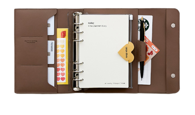 [각인가능] 가죽 만년형 타임트래커 6공 다이어리 A6 (속지포함)