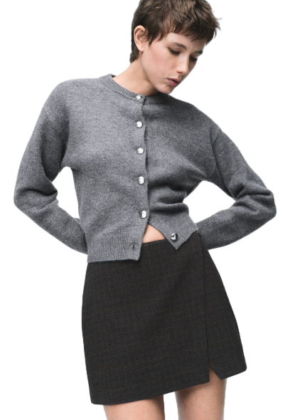 버튼이 있는 청키 니트 가디건