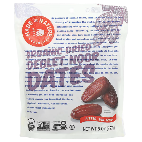 유기농 건조 데글렛 누르 대추야자, 567g(20oz)