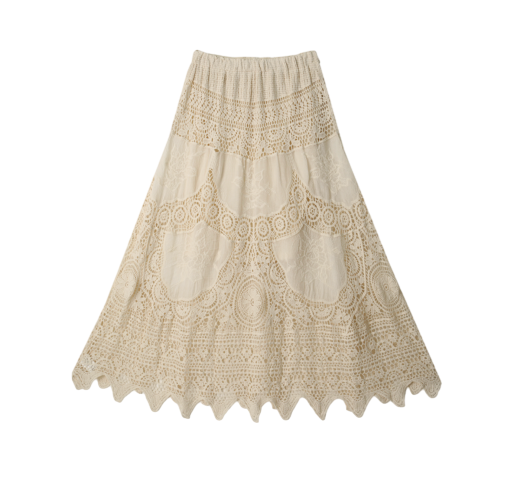 체사리아 크로셰 레이스 롱 스커트