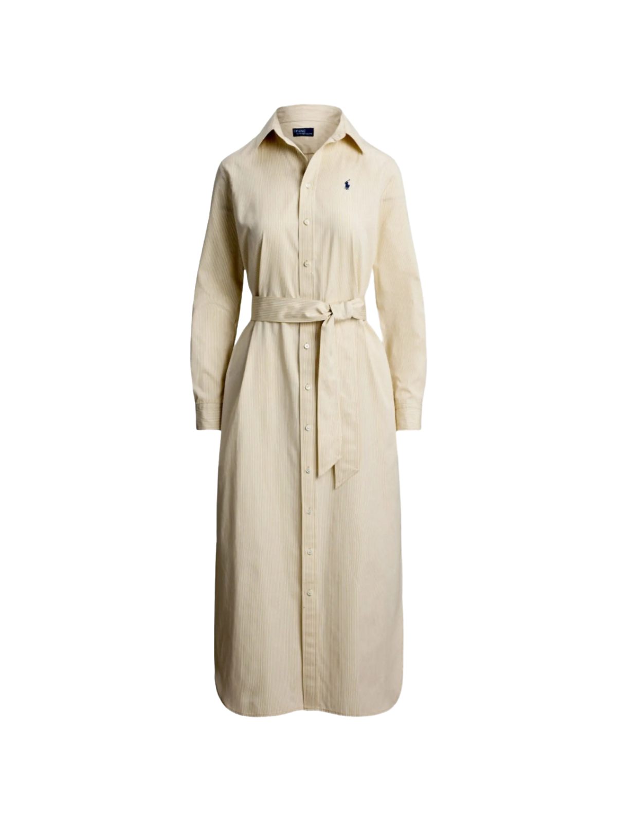 벨트 스트라이프 코튼 셔츠드레스