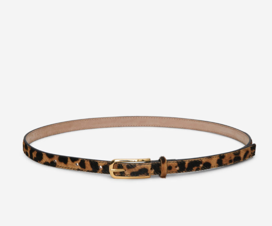 레오 프린트 레더 벨트