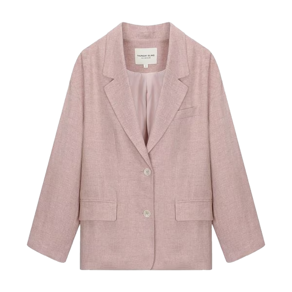 체크패턴 린넨 투버튼 자켓