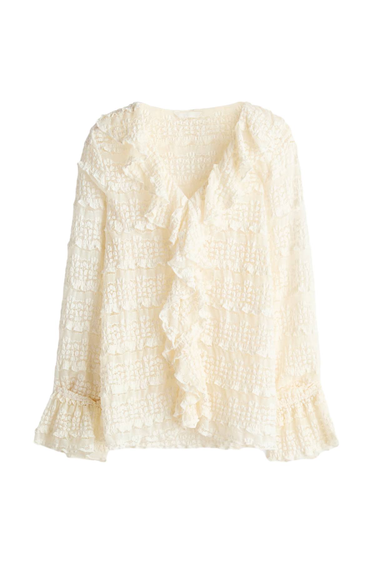 레이스 룩 저지 블라우스