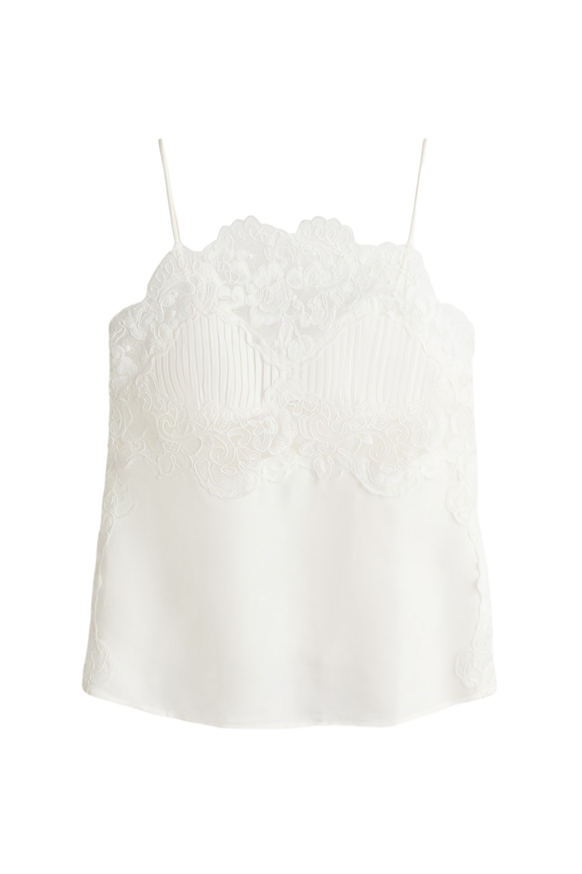 레이스 디테일 리넨 블렌드 탑