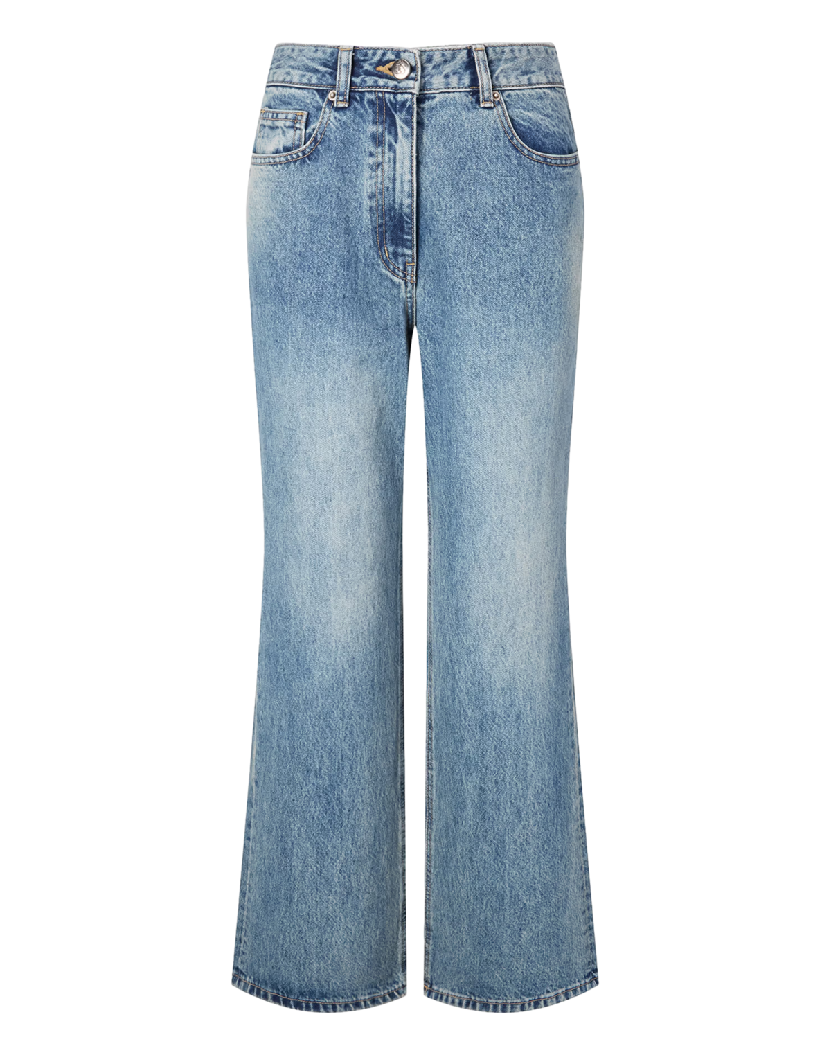 블루 워싱 면 부츠컷 데님팬츠