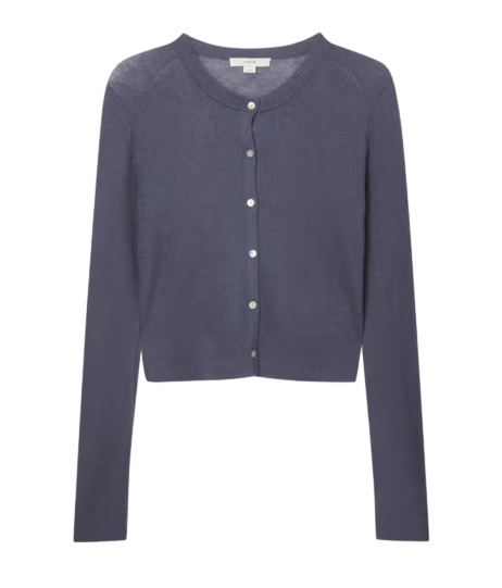 바이올렛 짜임 캐시미어혼방 크롭 니트 가디건