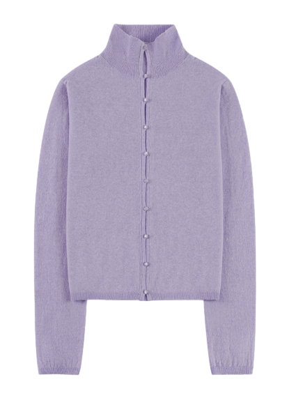 울 블렌드 하이넥 카디건