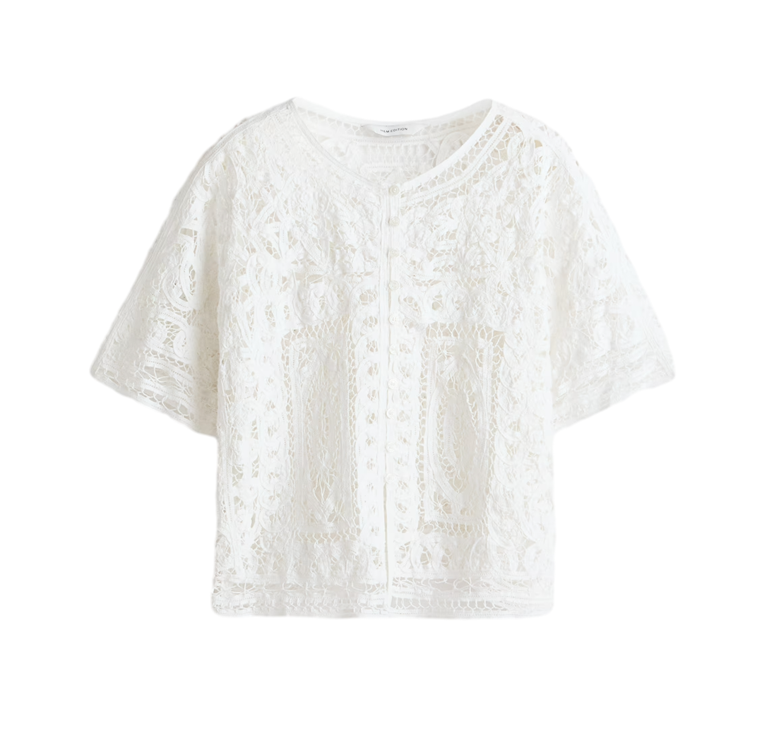 오버사이즈 크로셰 룩 블라우스