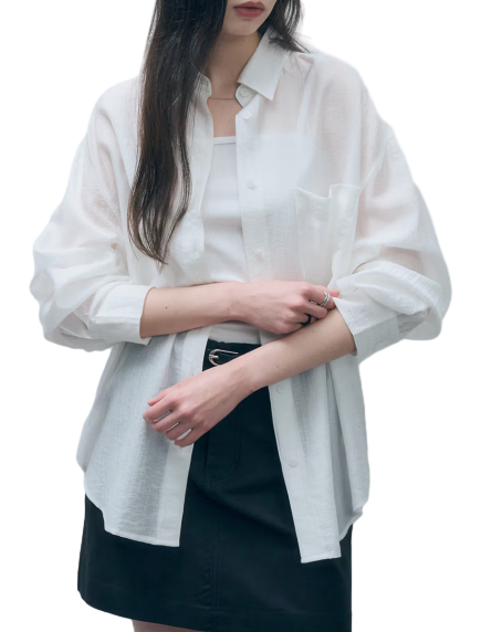 텐셀 시스루 루즈핏 셔츠