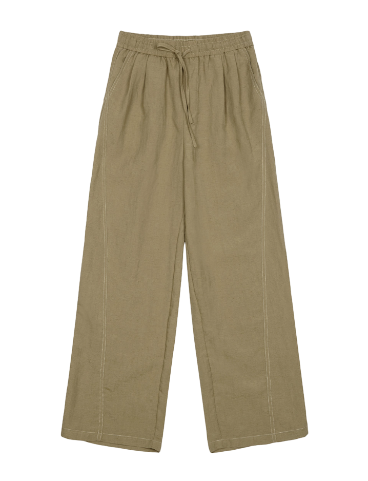 CURVED STITCH WIDE-FIT PANTS_BROWN