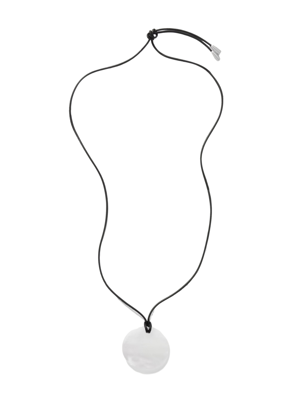 Medium Full Moon cord, quartz and silver necklace