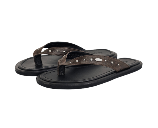 Stud Goatskin Flip Flops