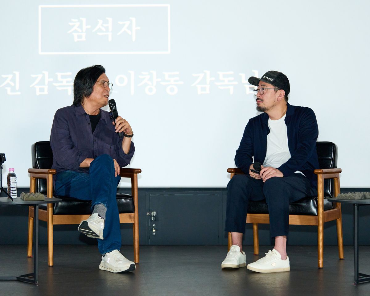 영화 <호프> GV 중인 이창동 감독과 나홍진 감독