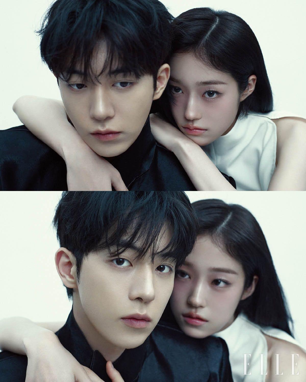 주혁이 입은 블랙 아우터웨어는 Kimseoryong. 윤서가 입은 필란테 케이프 울 블라우스는 Jinsun.
