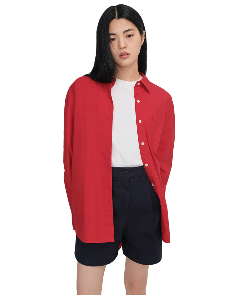 오버사이즈 워시드 포플린 셔츠