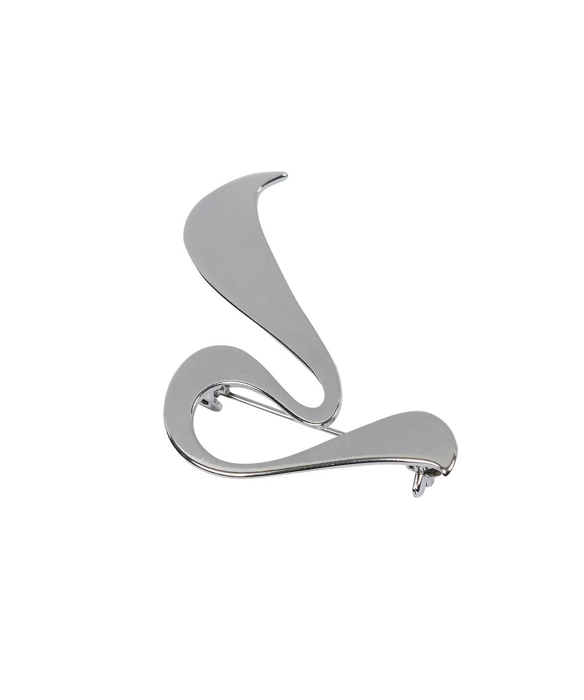 CURVED L BROOCH SILVER