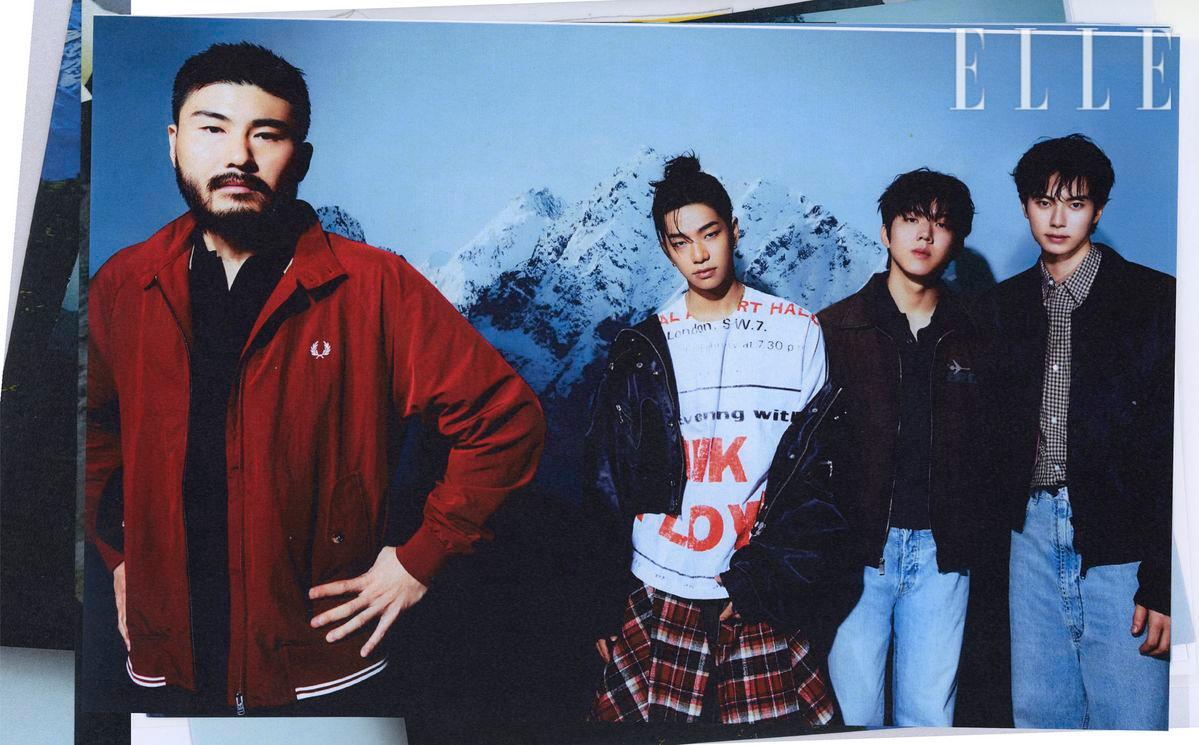 카더가든이 입은 재킷과 피케 셔츠는 모두 Fred Perry. 타잔이 입은 재킷은 Marine Serre. 티셔츠는 Junya Watanabe. 도운이 입은 재킷은 Enfant Riches Deprime. 칼라 티셔츠는 Fred Perry. 채민이 입은 재킷은 Entire Studio. 셔츠는 Maison Margiela.