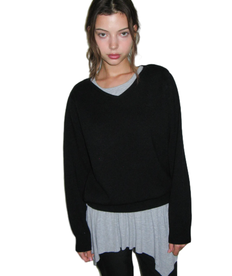 CLASSIC REGULAR V NECK KNIT BLACK