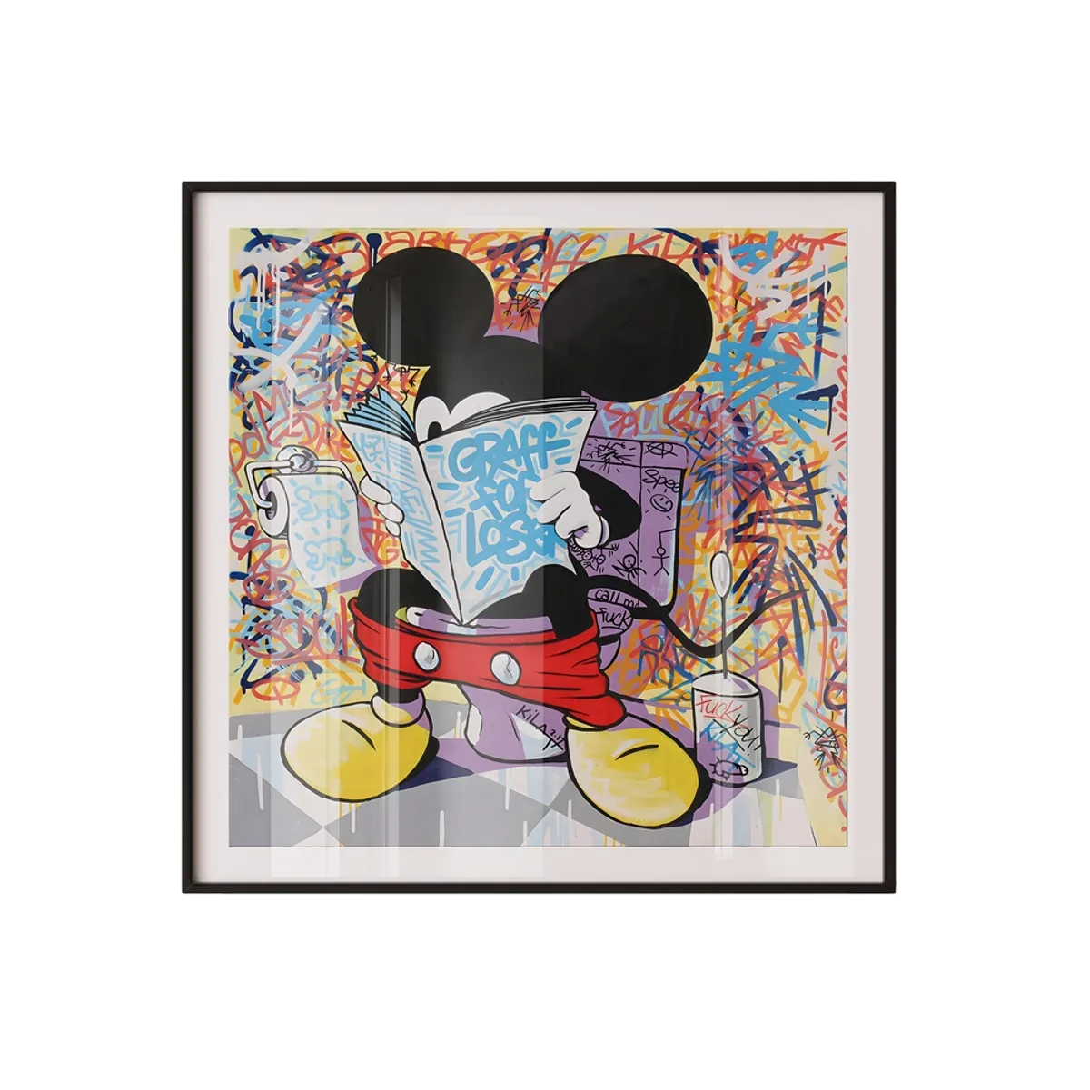 Mickey in the Toilet 레트로 인테리어액자