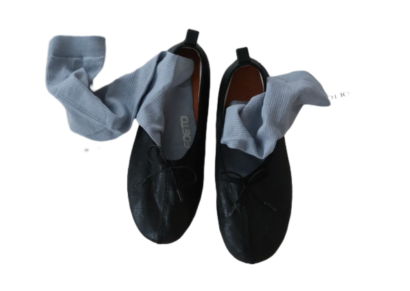Bow black leather flats (vibram sole) - black