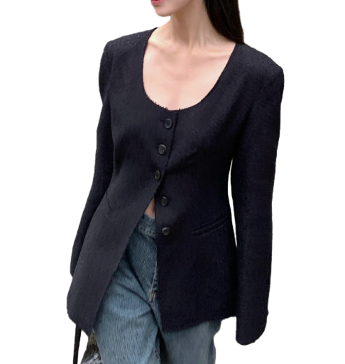 SCOOP NECK SLIM FIT JACKET4_DARK NAVY