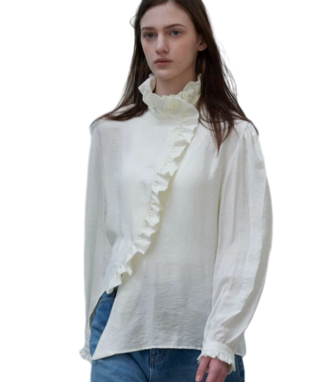 RUFFLE COLLAR BLOUSE - IVORY