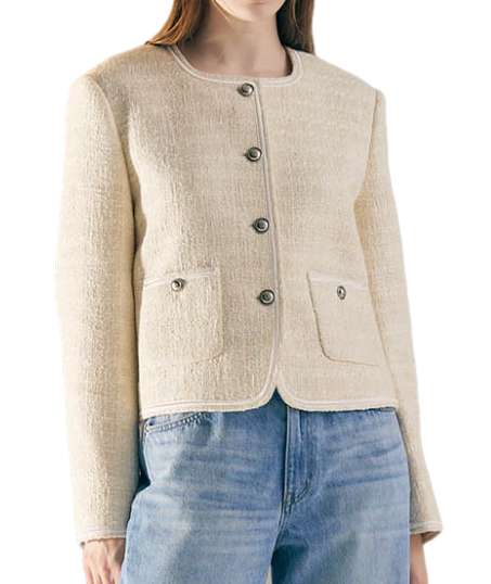 SQUARE-NECK TWEED JK (CREAM)