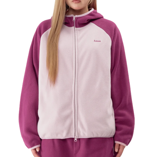 POLAR FLEECE RAGLAN HOODIE ZIP-UP PINK