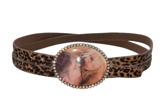 Jewel Hair On Buckle Belt Leopard